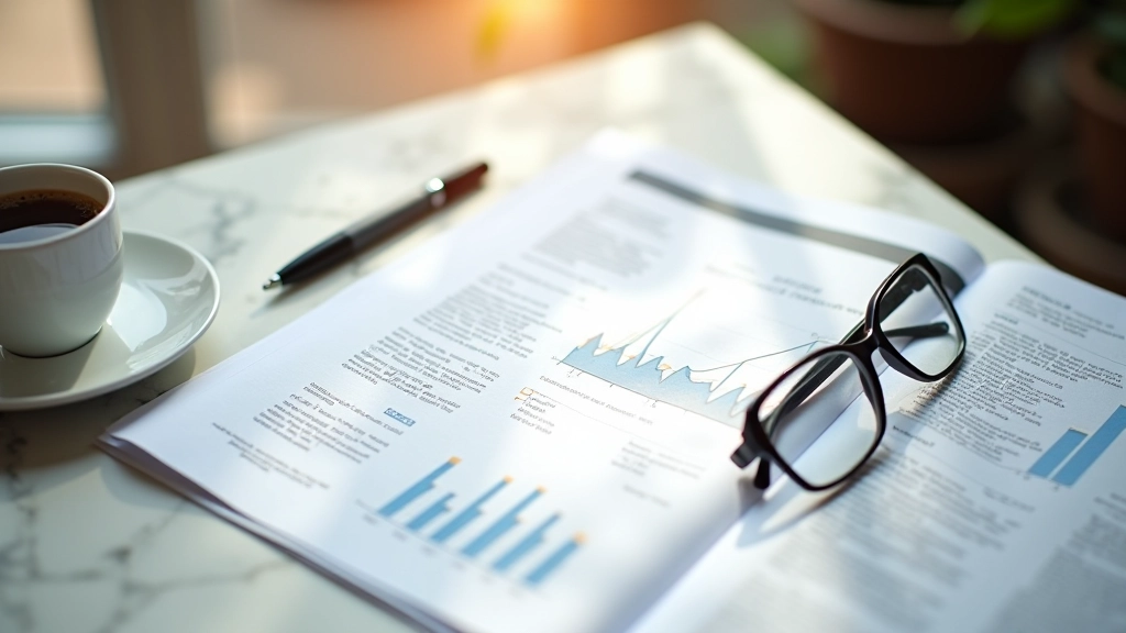 Finansų laikraštis ir kava staliuje ryte
